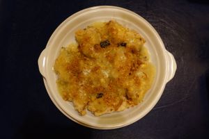 Soy "fish" in sweet corn sauce at 3G Vegetarian Restaurant in Vancouver