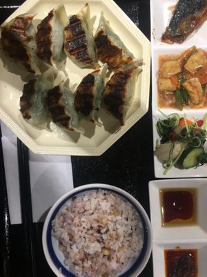 Gyoza set at Muku Taiwanese Vegetarian Food in Kyoto