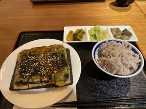 Vegetarian eel at Muku Taiwanese Vegetarian Food in Kyoto