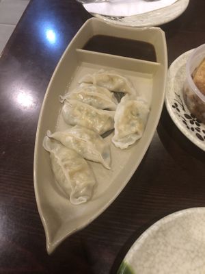 10 vegetable dumpling steamed   at Lotus Vegetarian in Brooklyn