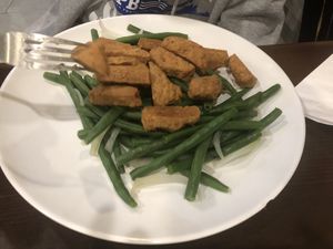 56 basil soy protein steamed   at Lotus Vegetarian in Brooklyn