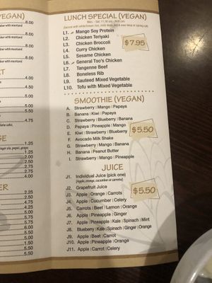 Menu  at Lotus Vegetarian in Brooklyn