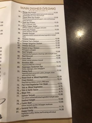 Menu   at Lotus Vegetarian in Brooklyn