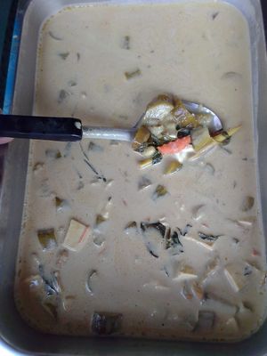 Eggplant stirfry in coconut milk at Maesai Health in Mae Sai