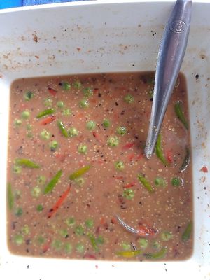 I didn't dare try the spicy sauce. at Maesai Health in Mae Sai