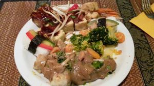 Different vegan dishes...with tofu,  vegetables,  sushi...yummy at Bali Indonesisches in Iserlohn