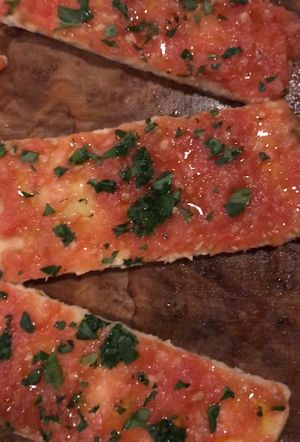 Tomato and garlic flatbread (half eaten woops!)  at Engine in Sowerby Bridge