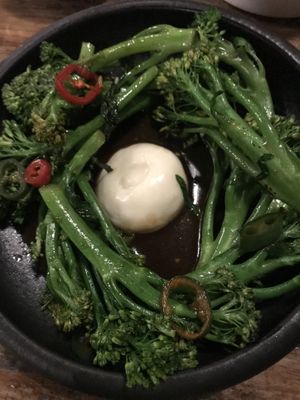 Yuzi and soy tenderstem broccoli   at Engine in Sowerby Bridge