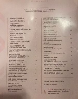 Menu  at Engine in Sowerby Bridge