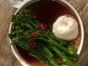 Flash fried tender stem broccoli   at Engine in Sowerby Bridge