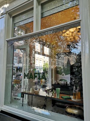 Outside at Matcha Mafia in Amsterdam