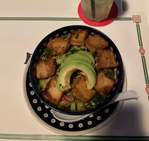 Vegetarian Poke (vegan) very tasty but a little small and pricey  at Bonto Korean & Japanese Restaurant in Dubrovnik