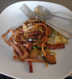 Vegan udon noodles (this was at home, not in the restaurant) at Bonto Korean & Japanese Restaurant in Dubrovnik