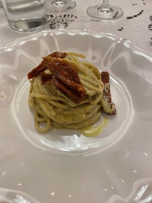 Pasta w/pistachio pesto  at Marco Vitale Chef in Florence
