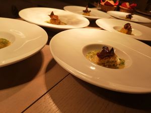 Etruscan soup with cereals legumes and wild herbs at Marco Vitale Chef in Florence