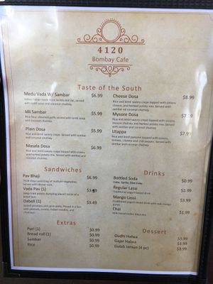 Menu at 4120 Bombay Cafe in Ocala