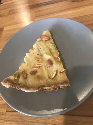 Amazing rhubarb and almond tart - yum!  at La Cuisine d'Helene in Bordeaux