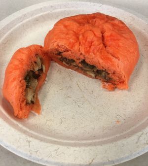 Steamed BBQ Tofu Bun  with tofu filling & a light Chinese BBQ sauce. at Keefer Court in Eden Prairie