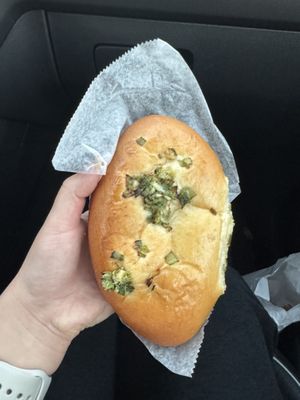 the spring onion bun i picked up #Veganuary at Keefer Court in Eden Prairie