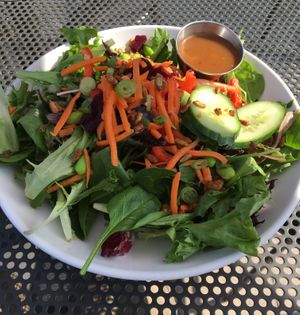 Spa Earthbound Salad. Vegan as is. Horrible? False. It has beets, therefore making it awesome. Nice variety of ingredients that blend well together. Beets! at Peoples Organic in Eden Prairie