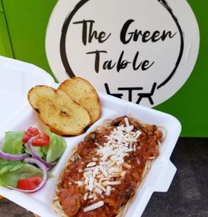 Meatless spaghetti. at The Green Table in Victoria