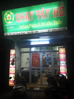Outside the restaurant at Chay Tay Ho in Hanoi
