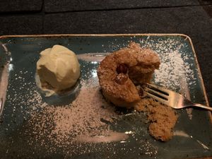 Cake and ice cream pudding  at Hans im Glück - Sonnenstr in Munich