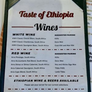 Drink Menu  at Taste of Ethiopia in Pflugerville
