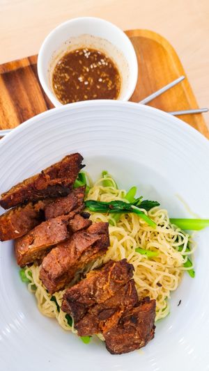 Fake duck meat noodle, delicious! at Bai Plu House in Bangkok