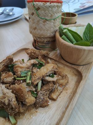 Vegan pork at Bai Plu House in Bangkok