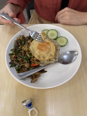 This is not an egg but peanut base (pad kra pow I think)  at Bai Plu House in Bangkok