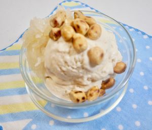 Homemade vegan coconut icecream (sticky rice) at Bai Plu House in Bangkok