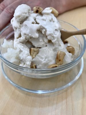 Coconut Ice cream and sticky rice at Bai Plu House in Bangkok