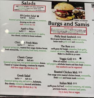 Menu page 2  at Earth Bistro in Temecula