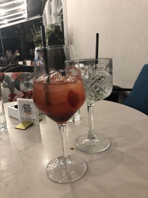 delicious strawberry hugo and gin&tonic at Art Cafe Bar in Bled