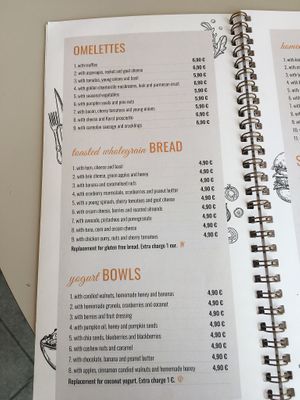 Menu at Art Cafe Bar in Bled