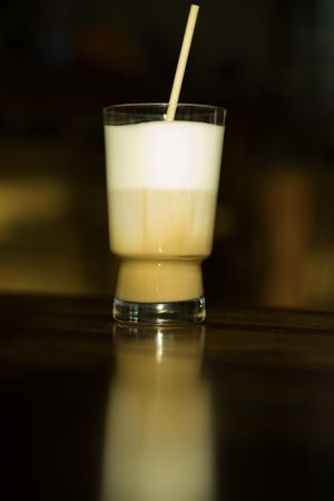 Tall Latte Macchiato with Oat Milk at Café Nullpunkt in Berlin