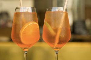 our favorite summer drink - Aperol spritz at Café Nullpunkt in Berlin