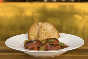 Vegan Meatballs with gluten free sourdough bread at Café Nullpunkt in Berlin