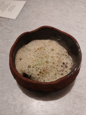 Artichoke cream, foam and maybe sweet potato at Land in Birmingham