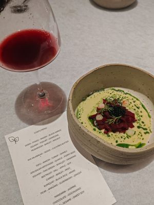 Creamy sauce and beetroot at Land in Birmingham