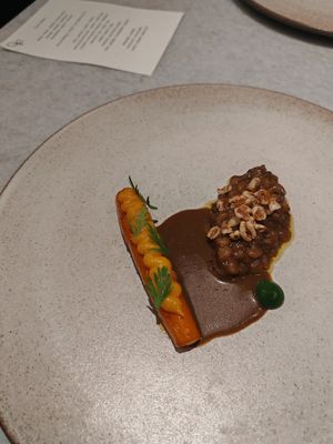 Carrot with barley and miso at Land in Birmingham