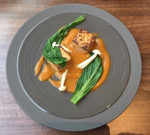 seared tutu, mushroom and aubergine veloute at Land in Birmingham