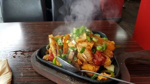 vegan sizzler at Lily's Vegetarian Indian Cuisine in Ashton-under-lyne