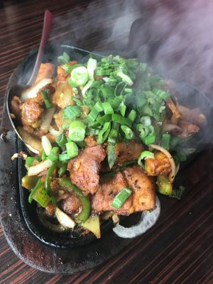 Delicious sizzling starter   at Lily's Vegetarian Indian Cuisine in Ashton-under-lyne