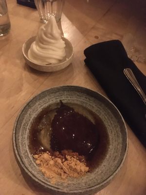 Yuzu ice cream and raindrop cake at Umami Ramen & Izakaya in Montreal