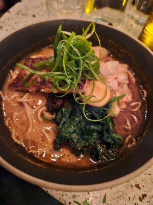 It comes with a vegan egg yolk on top. Very anesthetic and delicious 😋 at Umami Ramen & Izakaya in Montreal