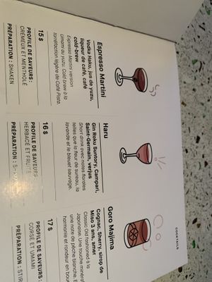 Drink menu  at Umami Ramen & Izakaya in Montreal