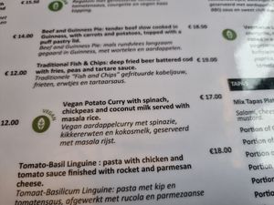Vegan clearly labelled at Delaney's in Bruges