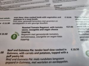 Vegan clearly labelled at Delaney's in Bruges